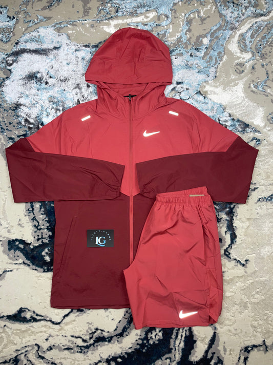 NIKE UV WINDRUNNER JACKET ADOBE RED & ADOBE CHALLENGER SHORTS SET